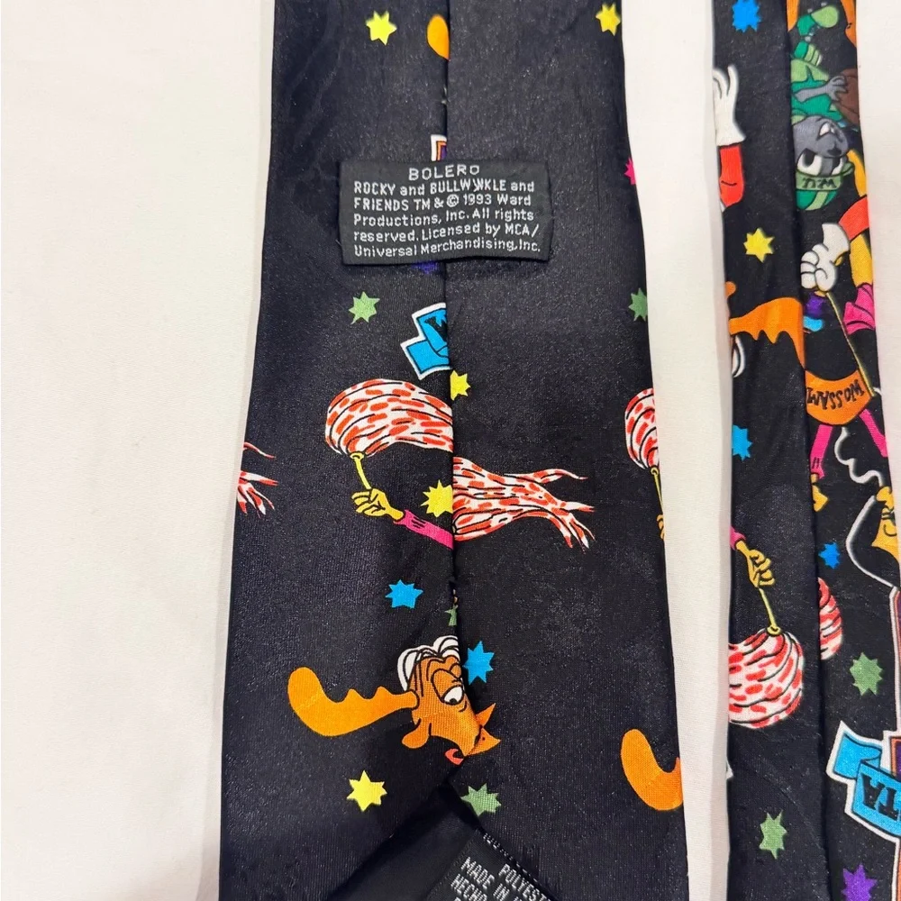Bolero  vintage 1993 Rocky and Bullwinkle and Friends 100% Silk Neck Tie Necktie